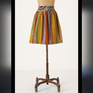 Anthropologie Cotton Striped Mini Flare Skirt SZ 6